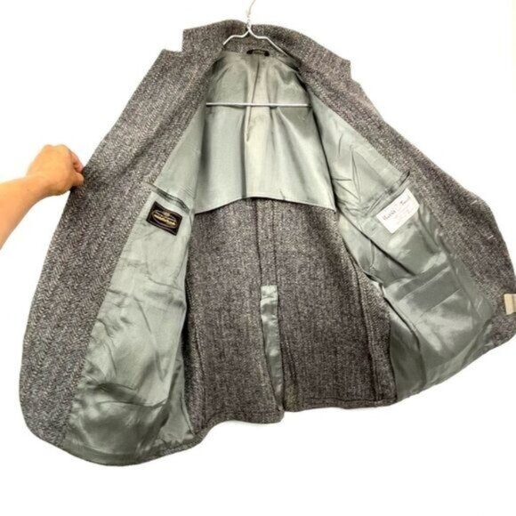 Harris Tweed 80s Wool Herringbone handwoven classic blazer sport coat gray 42 - Picture 5 of 8